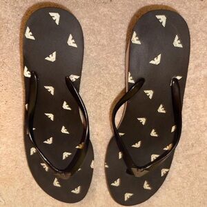 Emporio Armani Black and White Women's Slippers